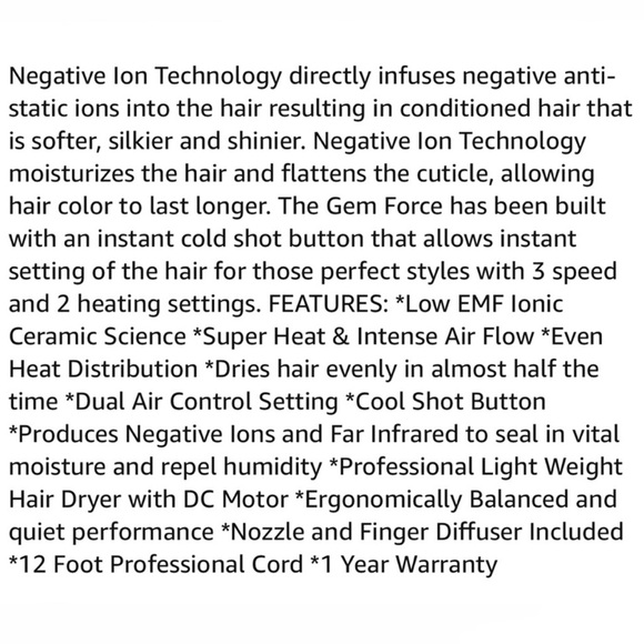 GEM *5 STARS* Exclusive Force Ion Hair Dryer - Picture 5 of 8